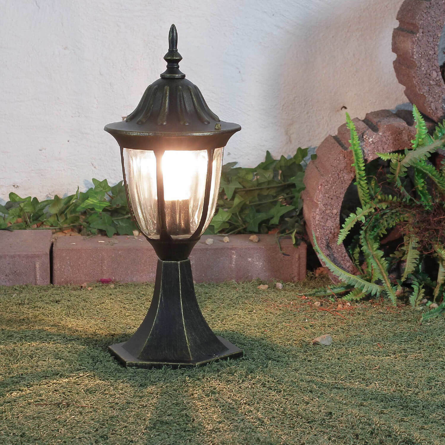 Lampe de socle rustique MILANO or antique 40cm de haut Lampe