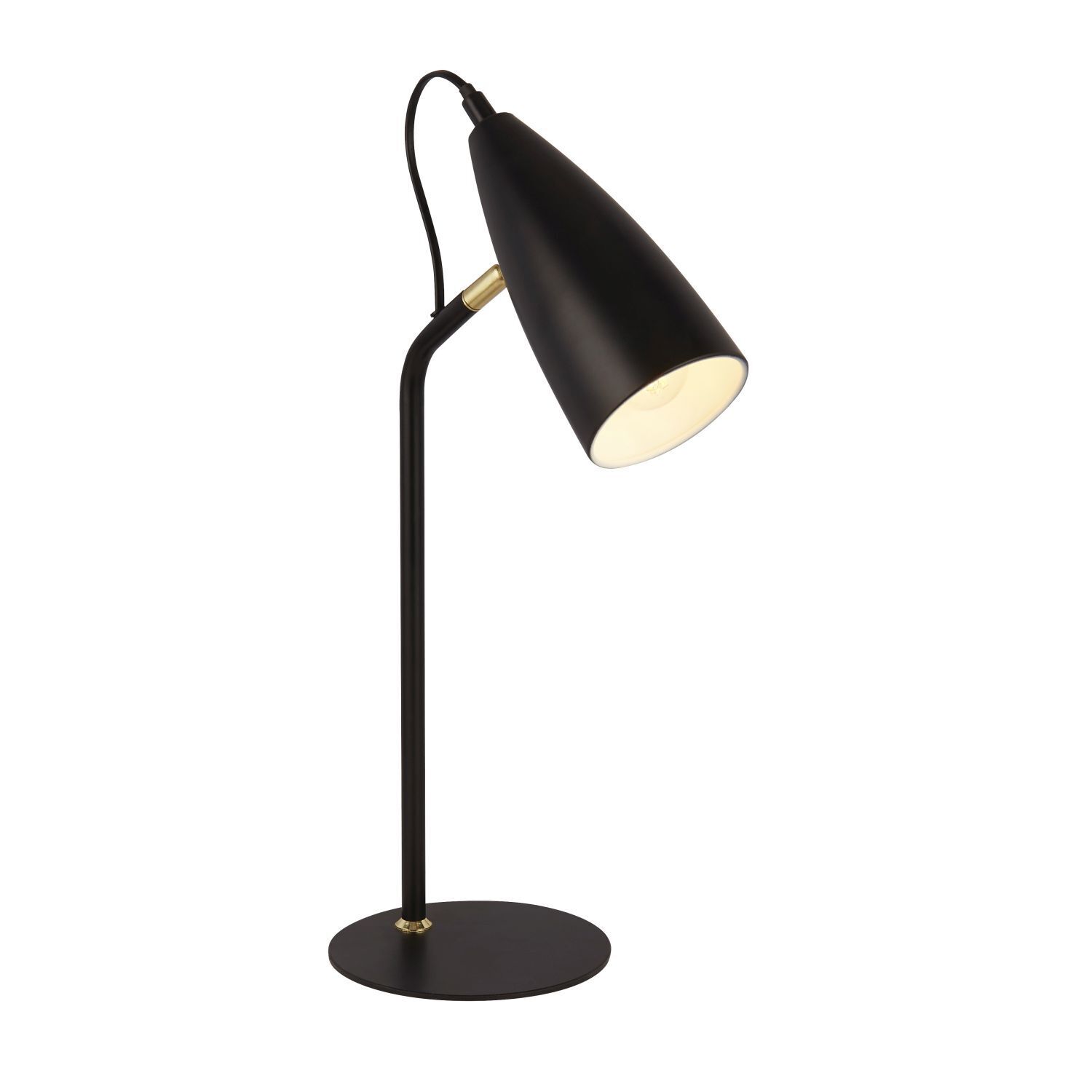 Lampe de bureau 46,5 cm E14 en métal noir et or