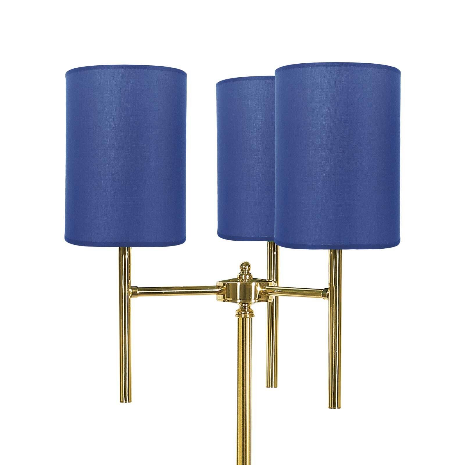 Lampadaire laiton tissu bleu 3-flamme 153,5 cm petit