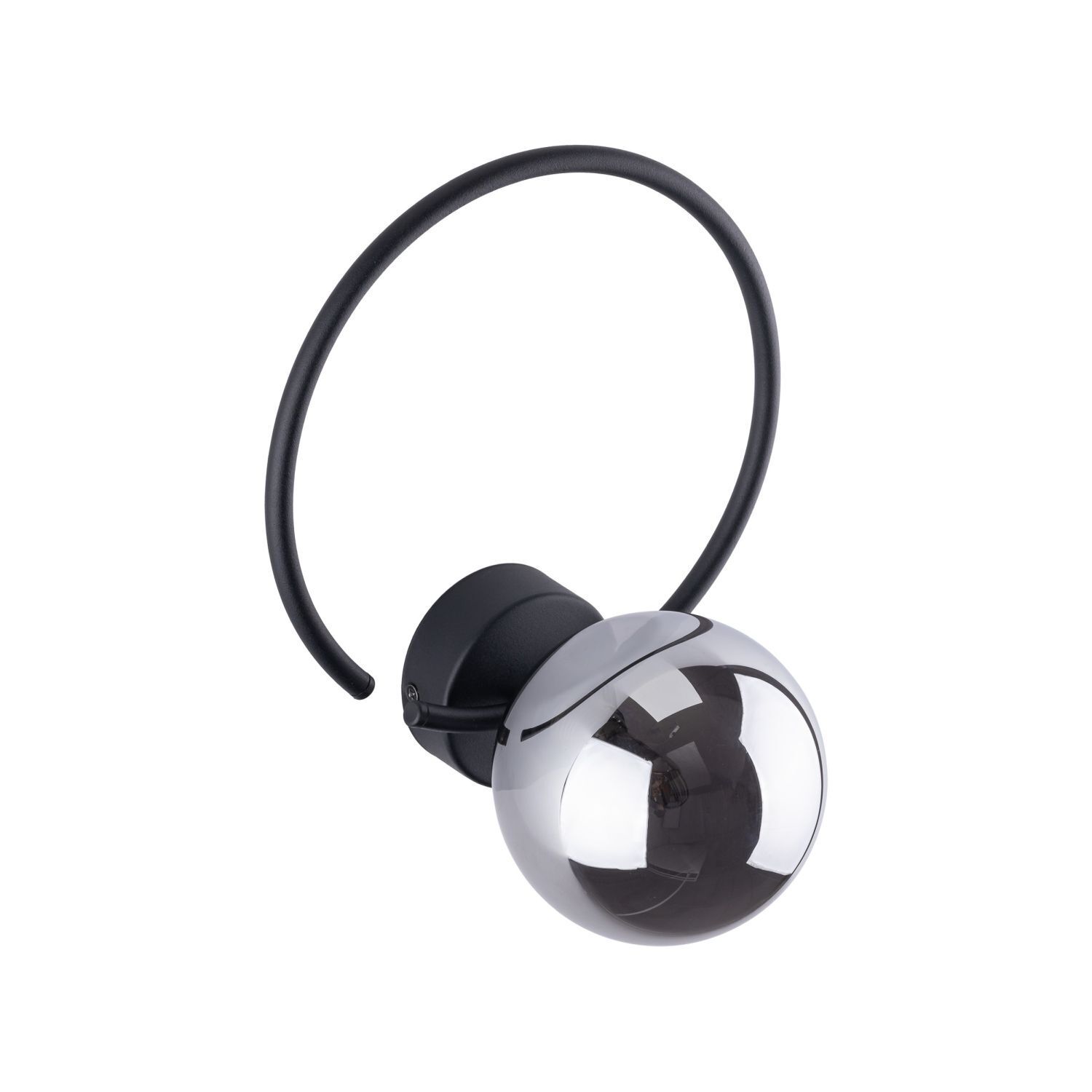 Applique Métal Verre fumé G9 Noir Graphite Boule Abat-jour