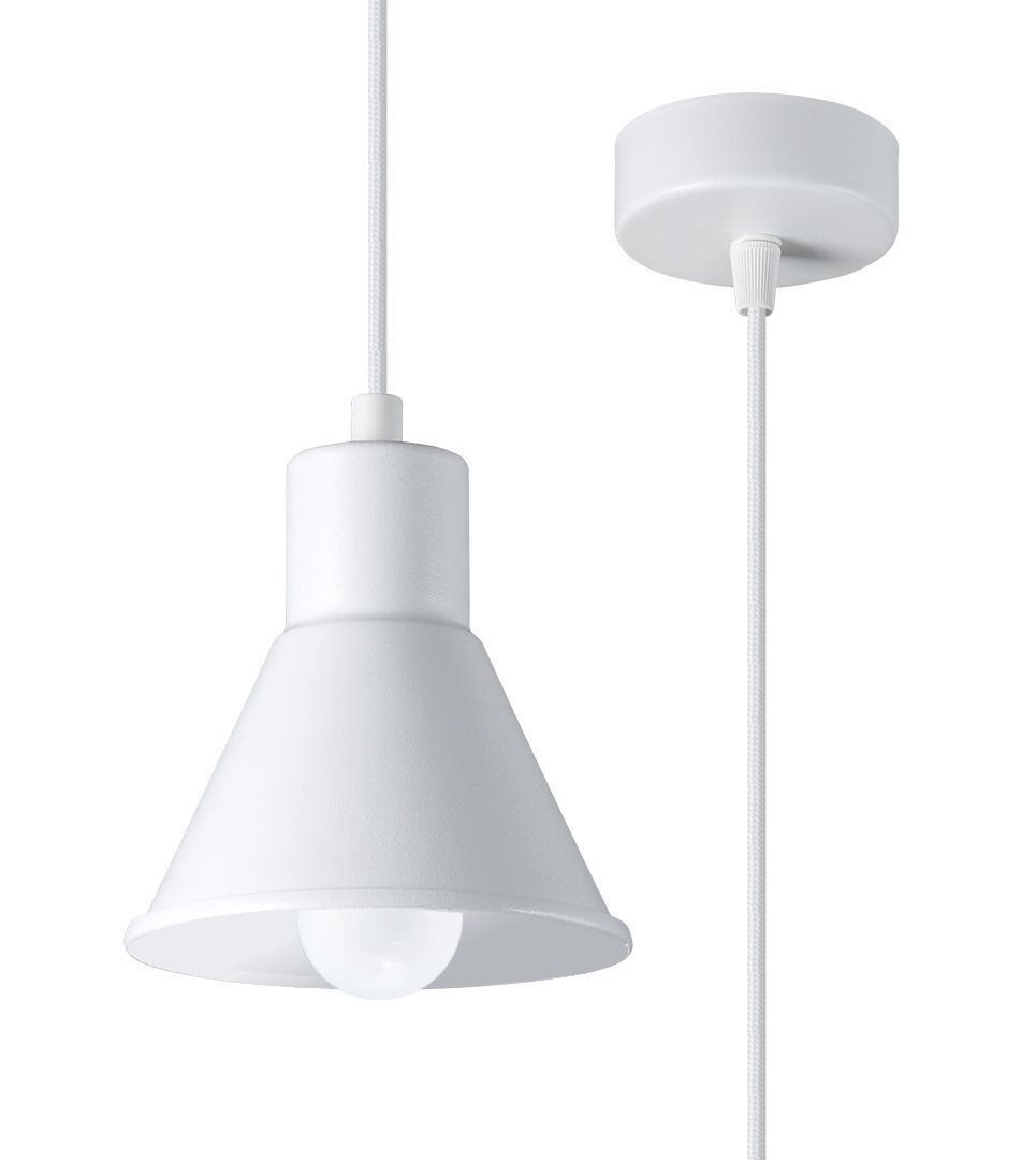 Suspension Blanc Métal Rétro Ø 14 cm simple E27