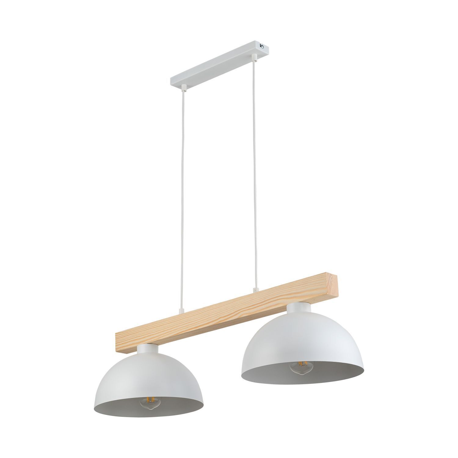 Suspension blanc métal bois allongé E27 Skandi