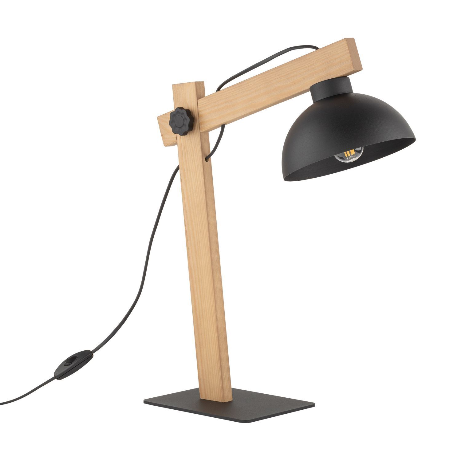 Lampe de bureau bois métal 52 cm réglable Junges Wohnen