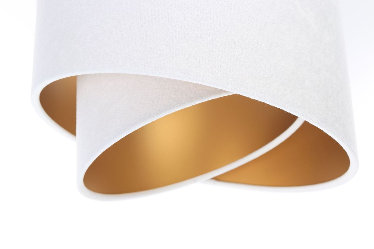 Hängeleuchte Stoff 3-flammig Weiß Gold E27 Velours Optik Lampe, Lampenschirm