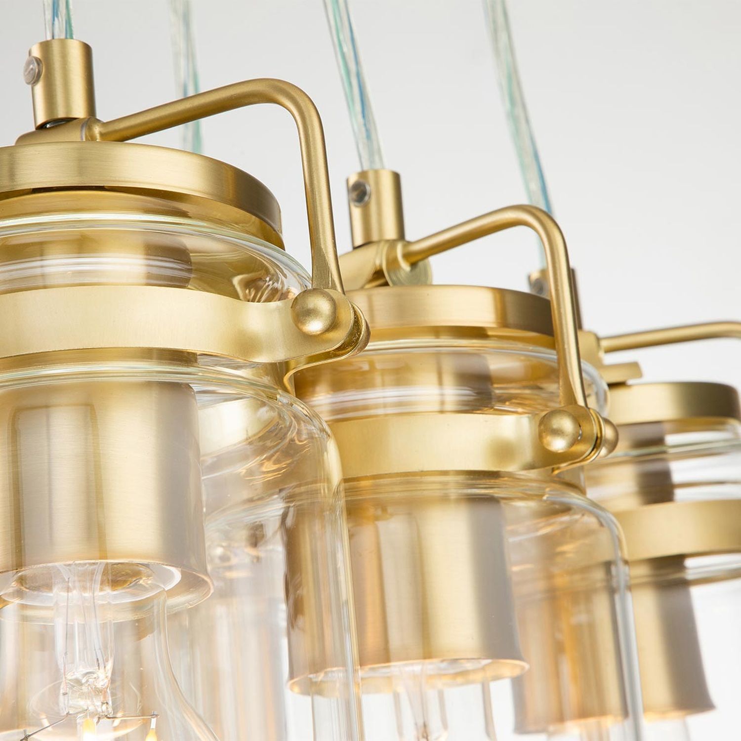 Suspension métal verre 6x E27 en laiton ajustable