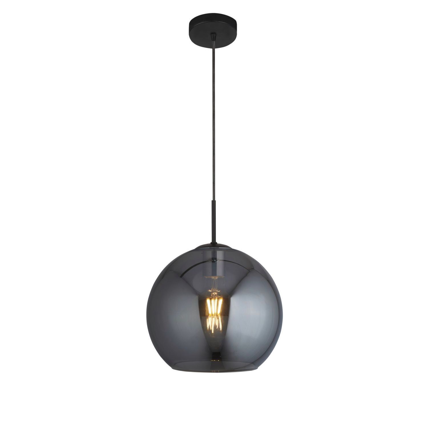 Lampe à suspendre verre fumé Ø 30 cm Gris Noir KAYLEE