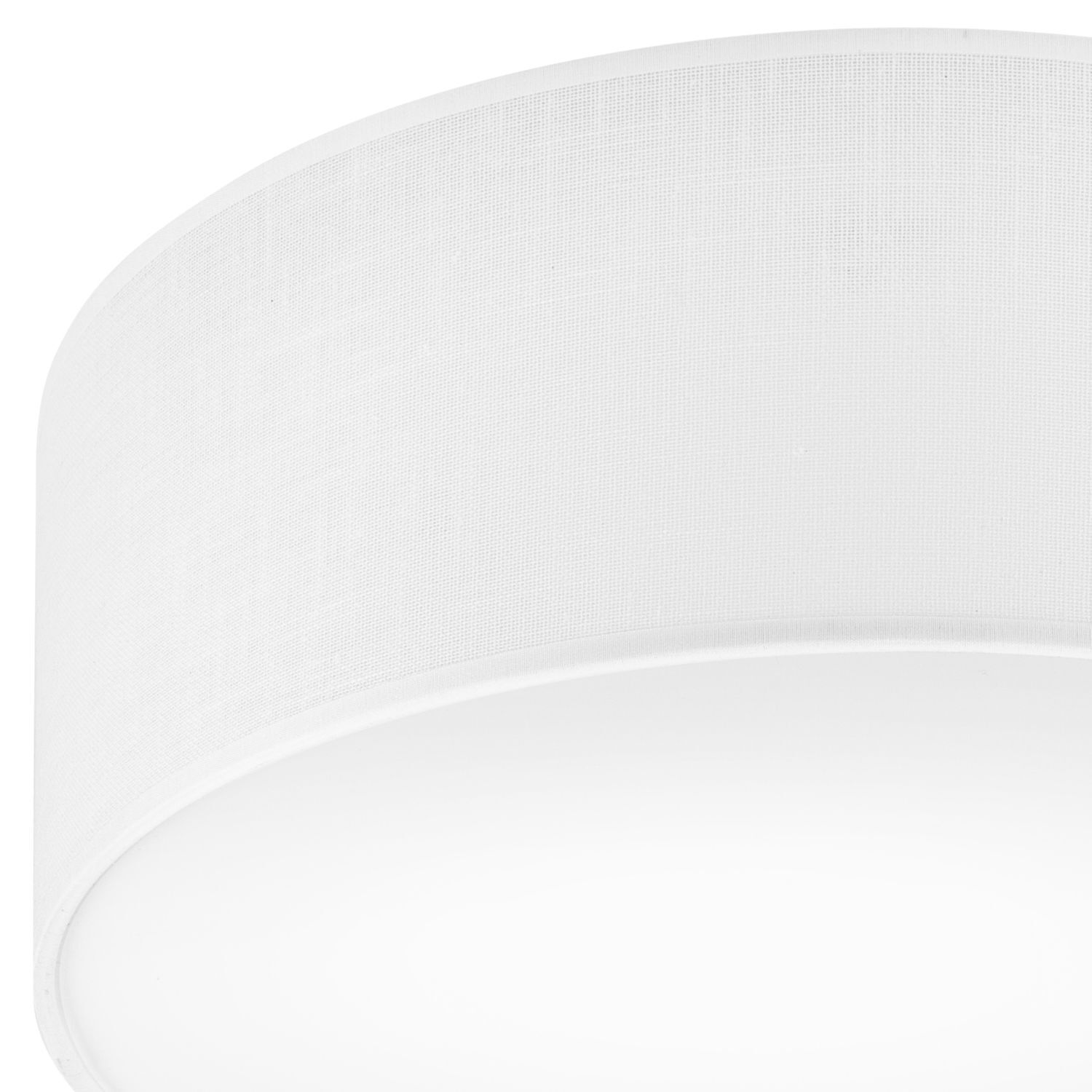 Plafonnier Blanc Ø 35 cm rond plat tissu anti-éblouissement E27