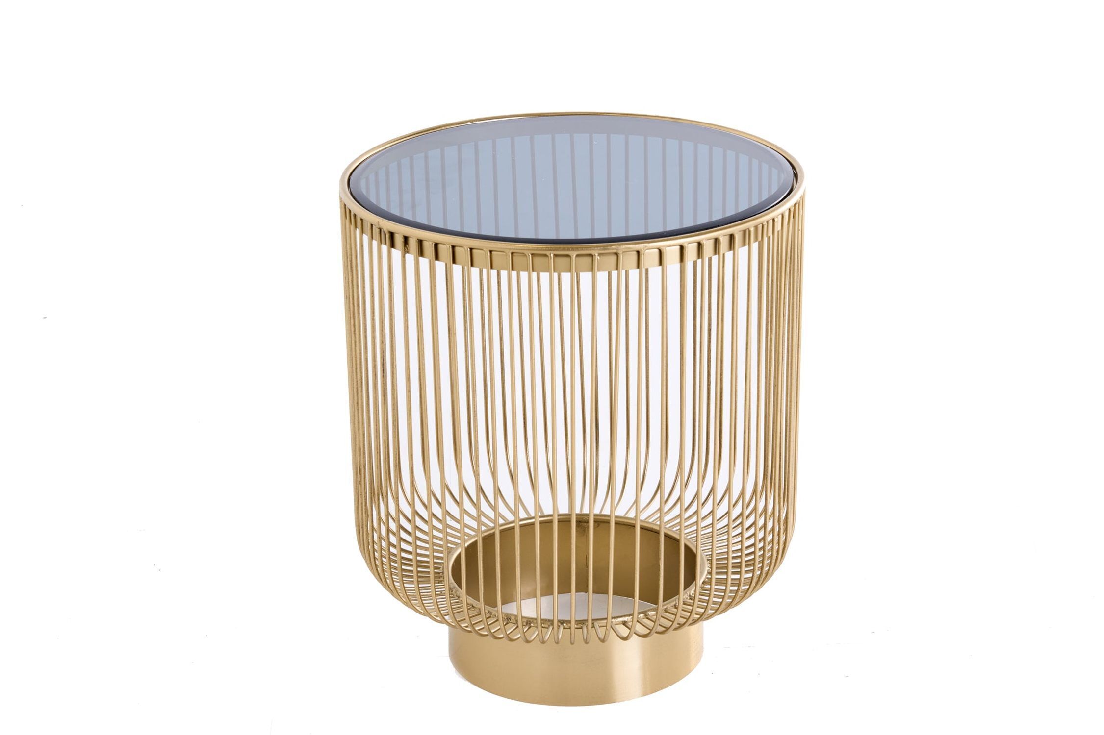 Beistelltisch Gold Schwarz rund Ø 41 cm Hartglas Metall Lampe, Whirlpool-Badewanne, Wanne