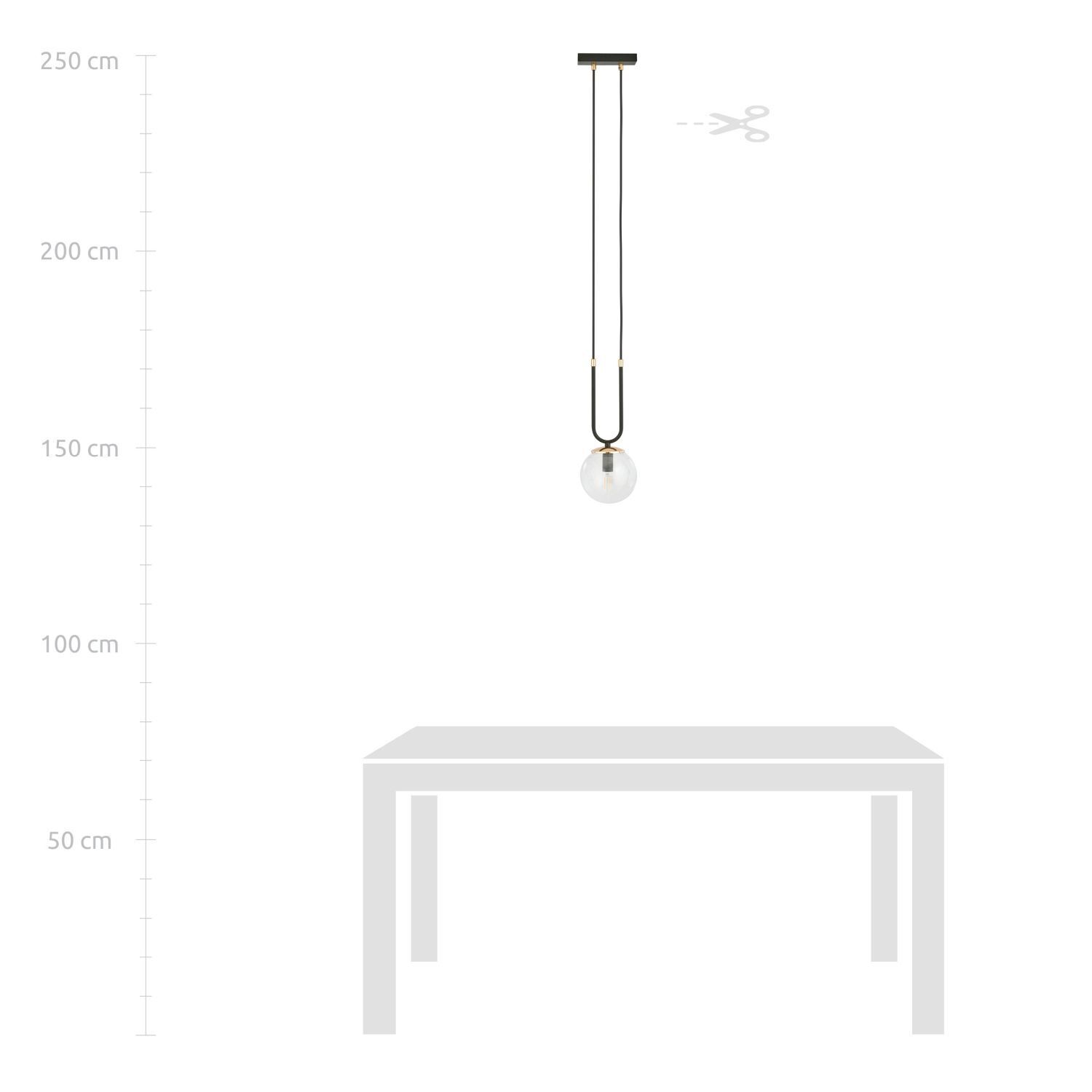 Pendelleuchte Glas Metall Schwarz Gold E14 Kugel Schirm Besteck, Diagramm, Handlung