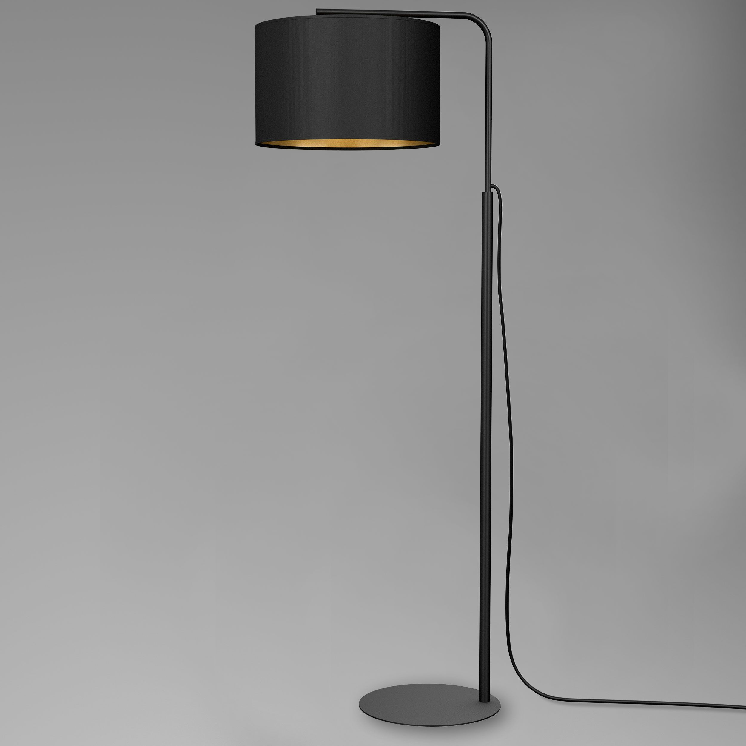 Lampadaire tissu métal 151 cm salon noir or