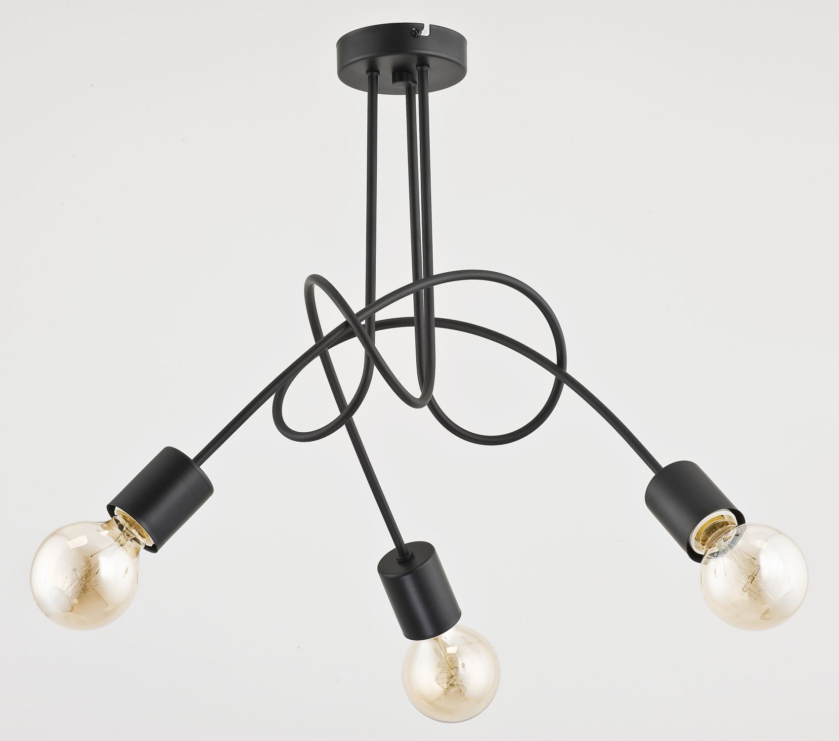 Deckenleuchte Metall 48 cm breit Schwarz E27 3-flammig Leuchter, Lampe