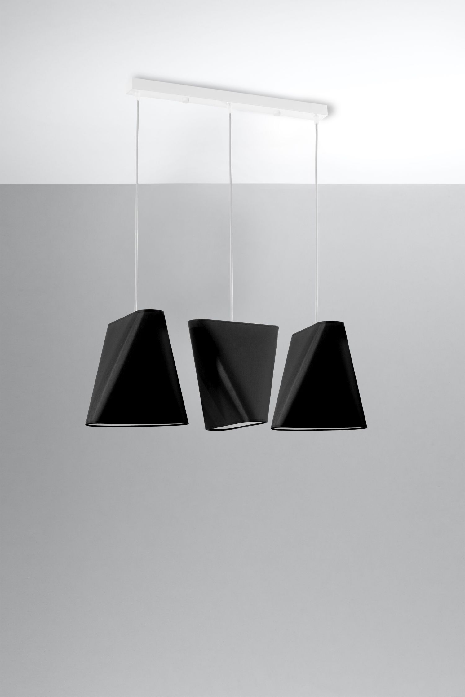 Lampe à suspendre Table de salle à manger 3 flammes Noir Blanc Tissu