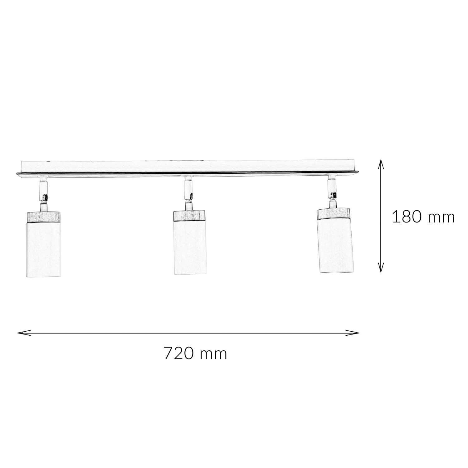 Spot long salon L:72cm blanc avec bois GU10