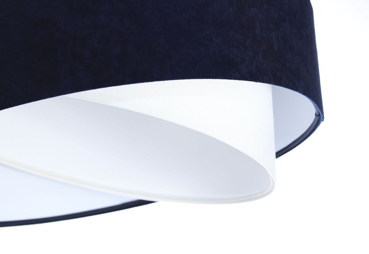 Hängelampe Weiß Blau E27 rund Ø 50 cm Stoff Velours Optik Lampe, Lampenschirm