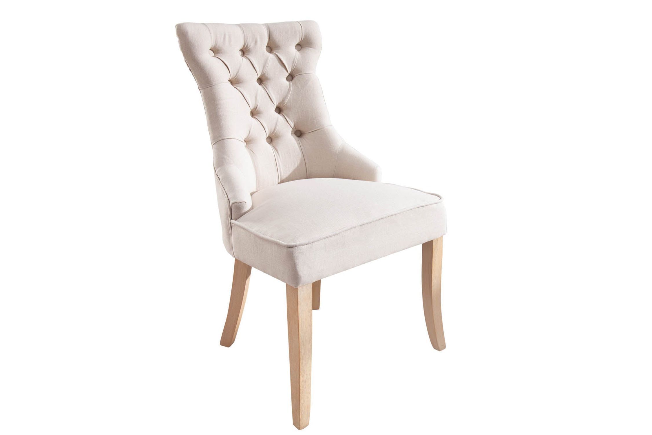 Chaise de salle à manger sans accoudoirs Beige Tissu Bois Chesterfield