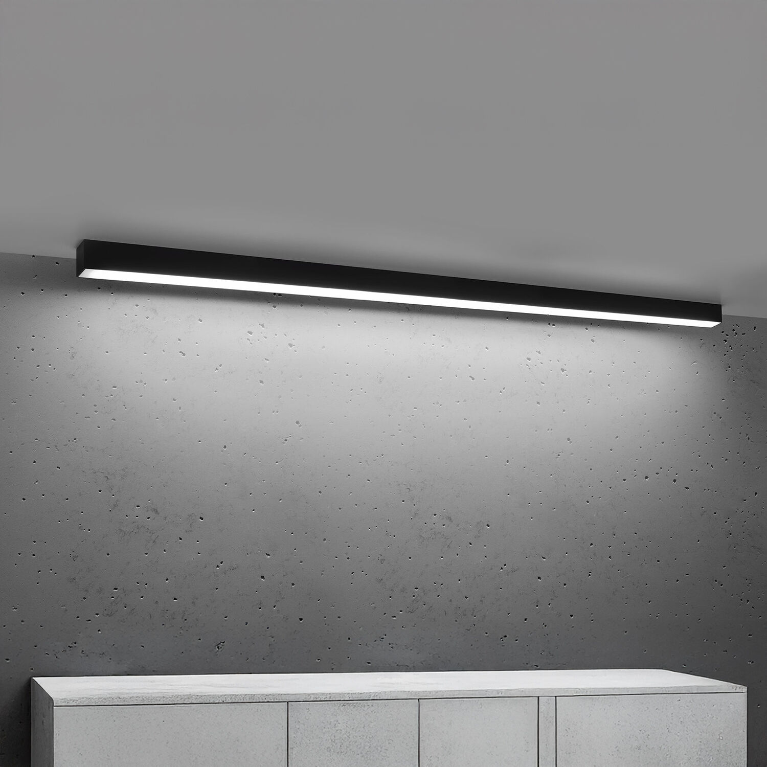 Plafonnier LED métal noir 150 cm de long 4000 K