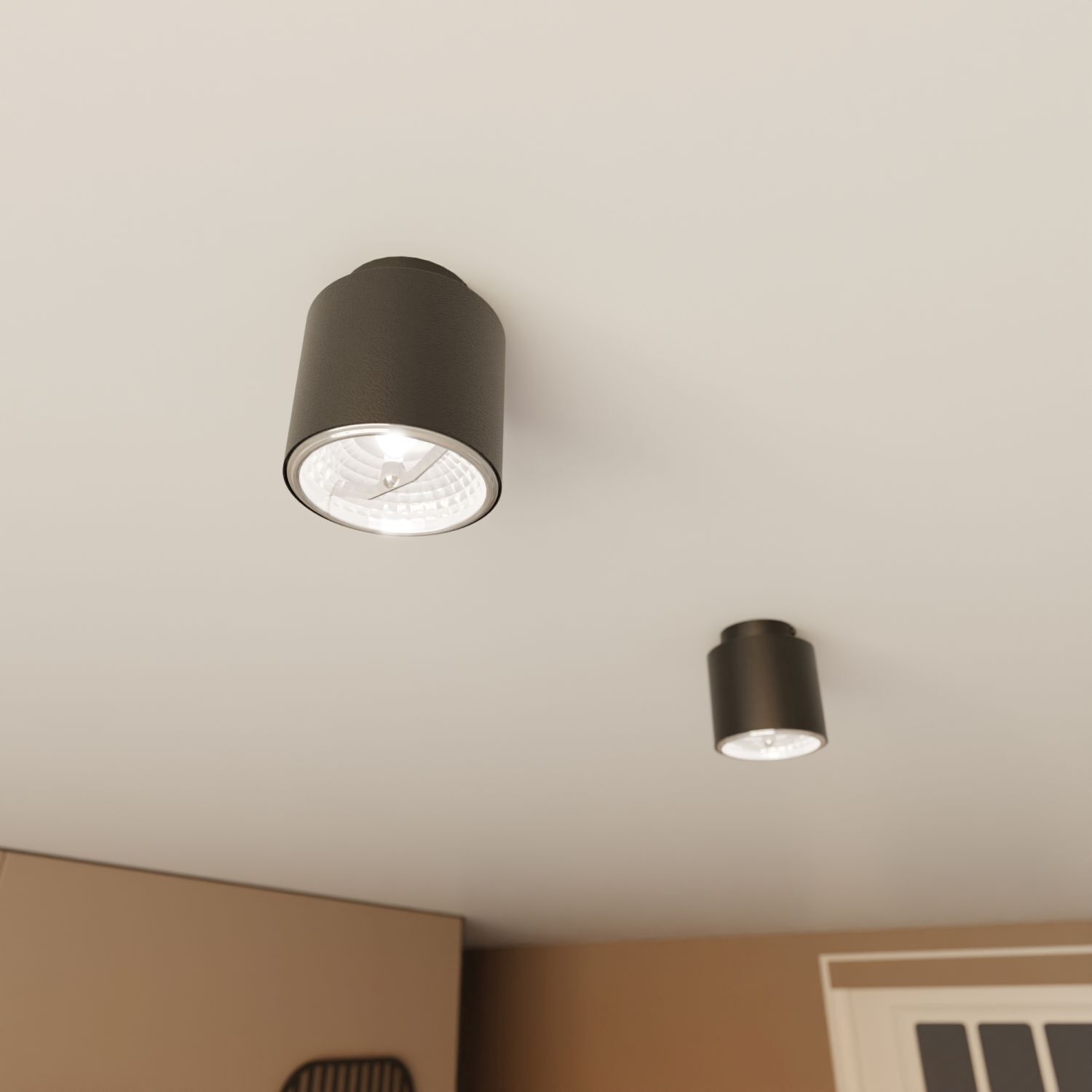 Aufputz Deckenlampe Metall Ø 11,5 cm klein GU10 AR111 Schwarz Deckenleuchte