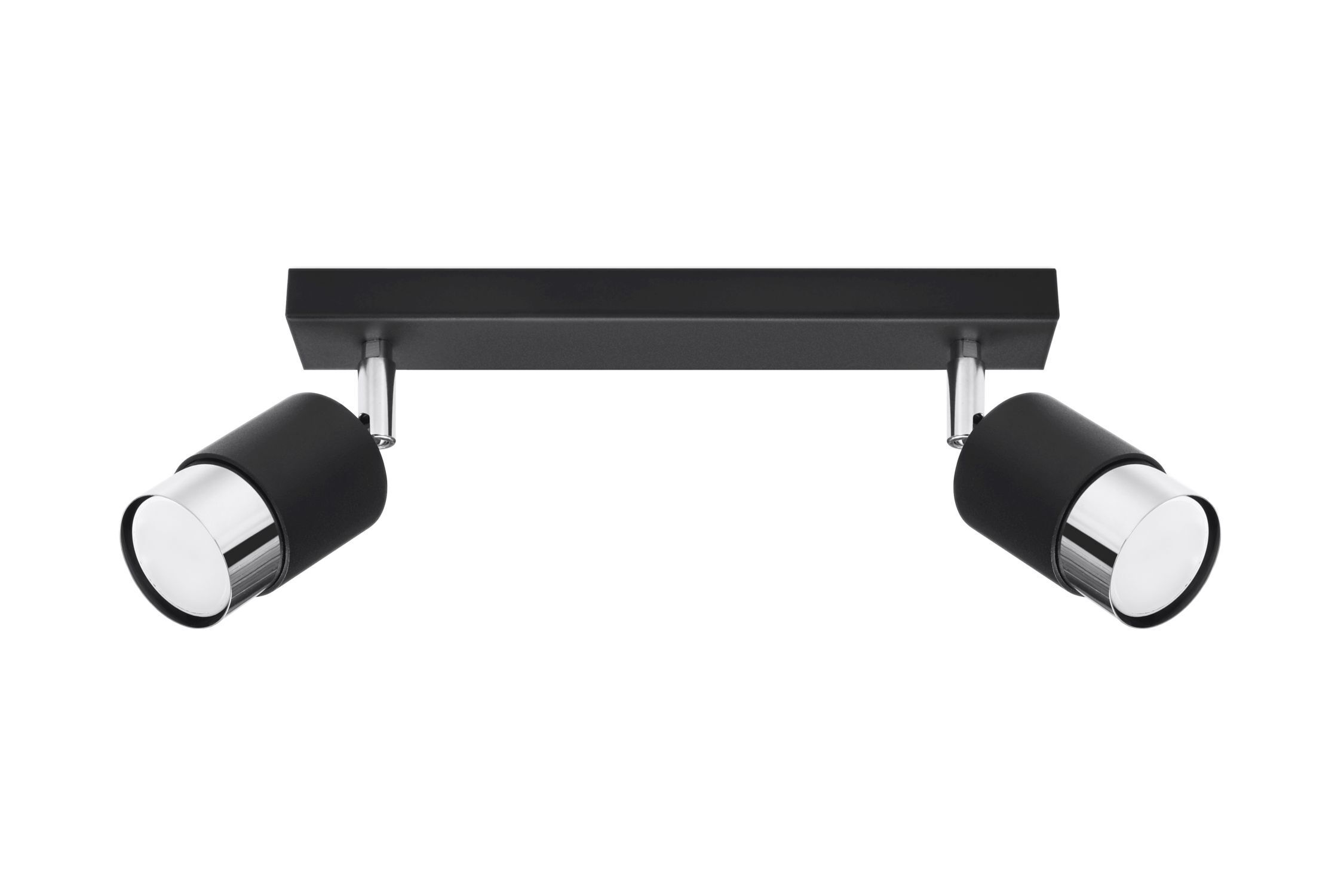 Spot de plafond noir chrome 30 cm métal 2 flammes