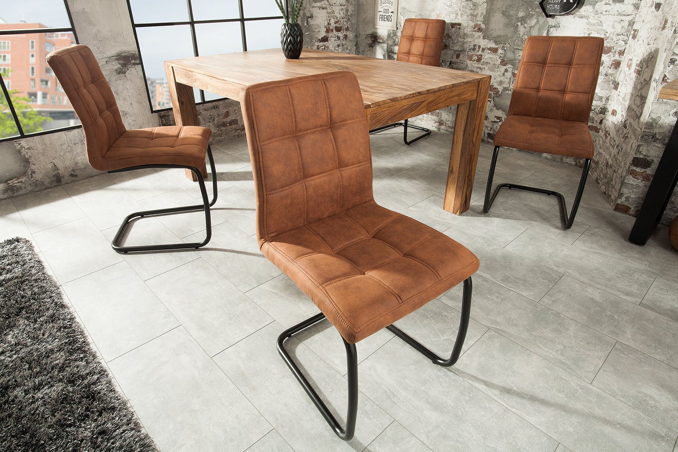 Chaise à bascule Marron Noir Tissu Fer Moderne KENYA Moebel, Stuhl, Drinnen, Fußboden, Teppich