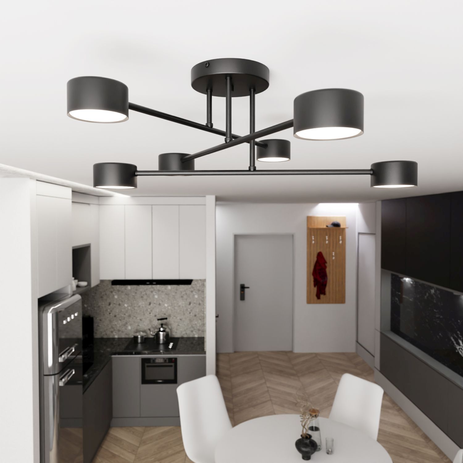 Plafonnier noir métal accentué GX53 L:60 cm Deckenleuchte, Innenarchitektur, Leuchte, Tasse, Küche