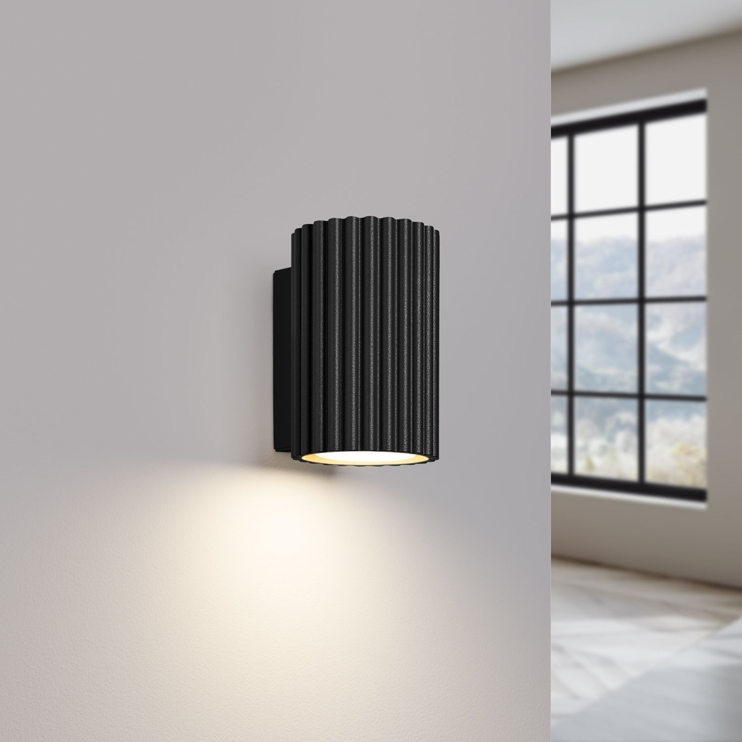Applique noire petite 10 cm de haut GU10 en aluminium Moderne