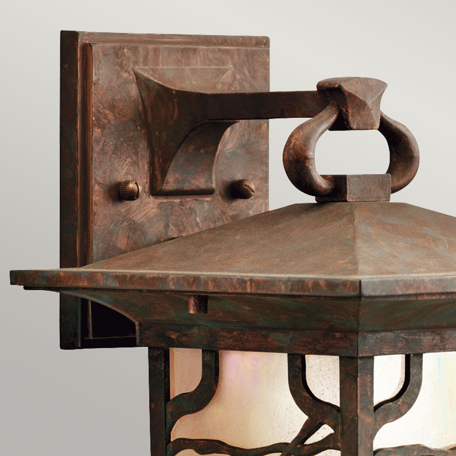 Lampe d'extérieur murale cuivre antique H : 23,7 cm IP44 E27 alu verre Bronze, Lampe