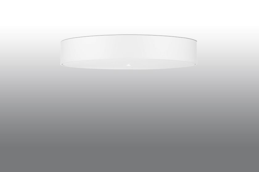 Plafonnier grand Ø 80 cm rond Blanc Tissu Verre 6x E27