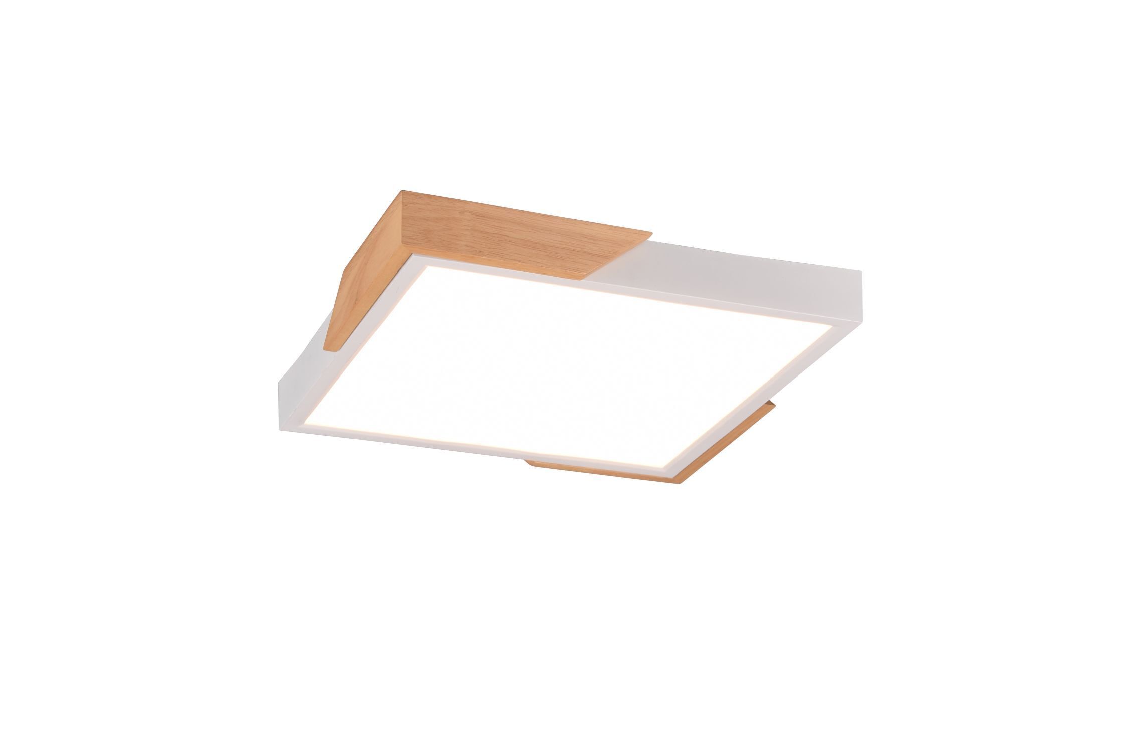 Lampe de plafonnier LED Bois 3000 K L:31,5 cm Blanc Naturel anguleux