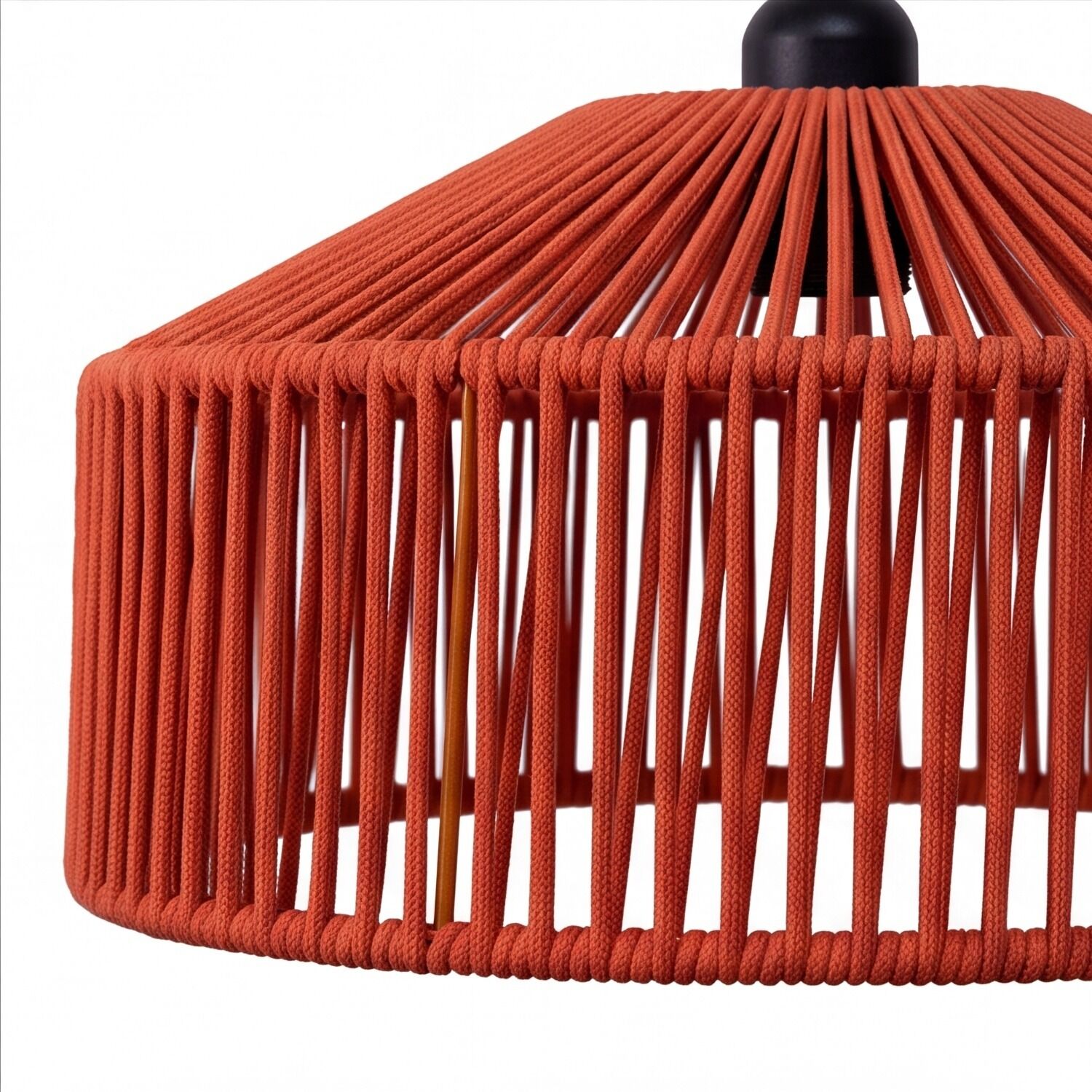pendant, red fringe, string lamp, makrame lamp, hängelampe