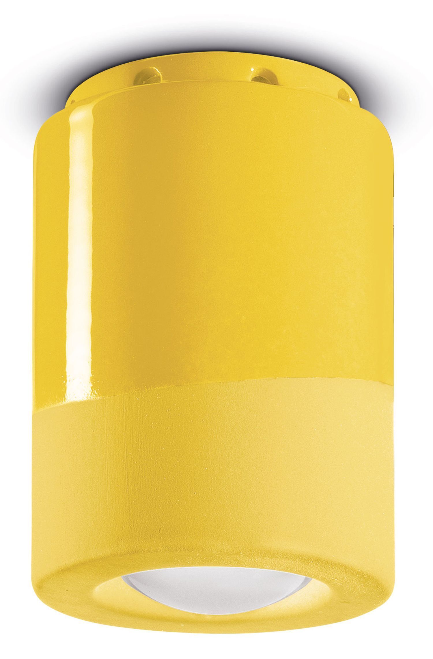 Spot Lampe plafond céramique E14 rond Ø 8,5 cm apparent jaune