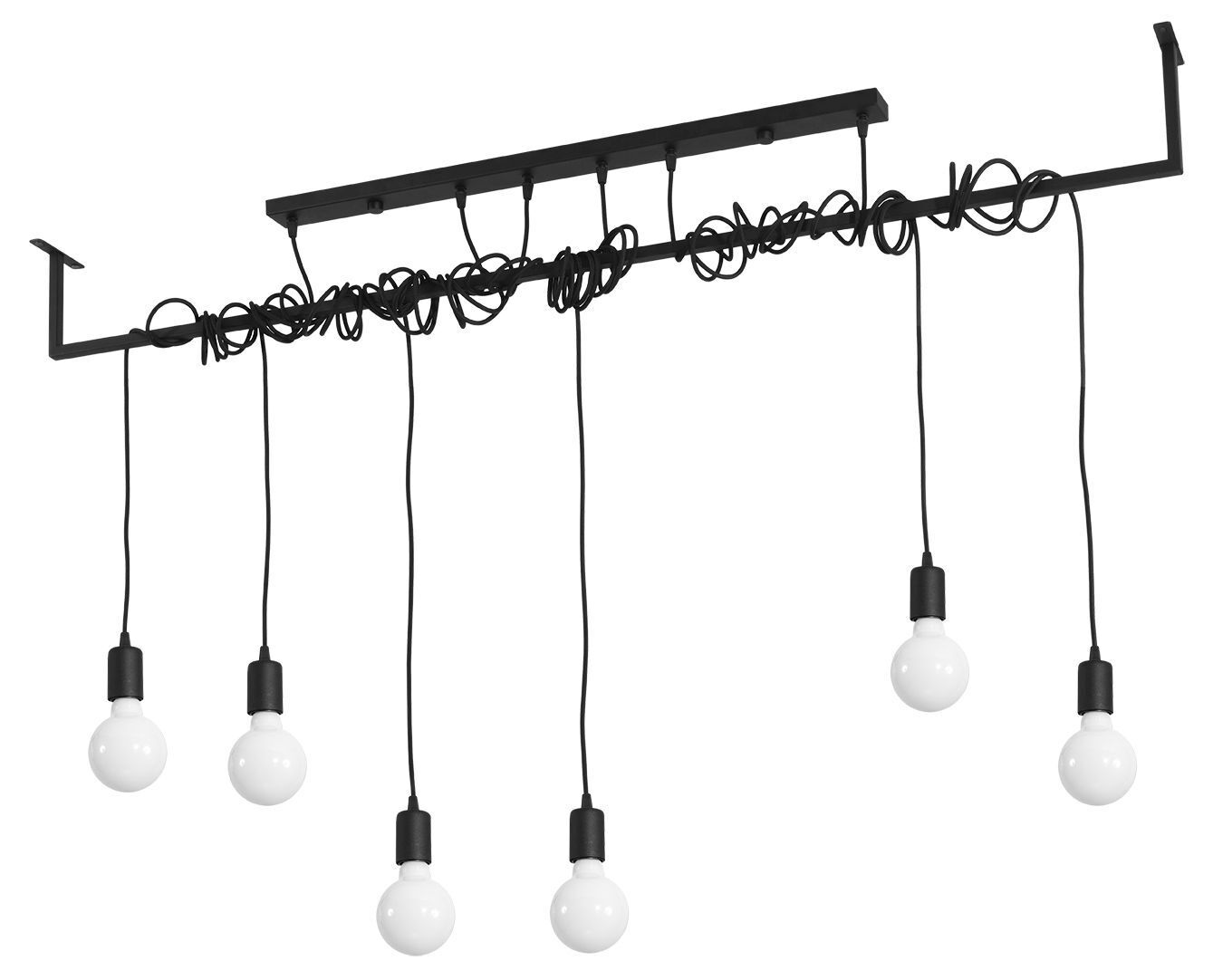 Grande lampe à suspendre 150 cm 6 suspensions réglables Noir E27