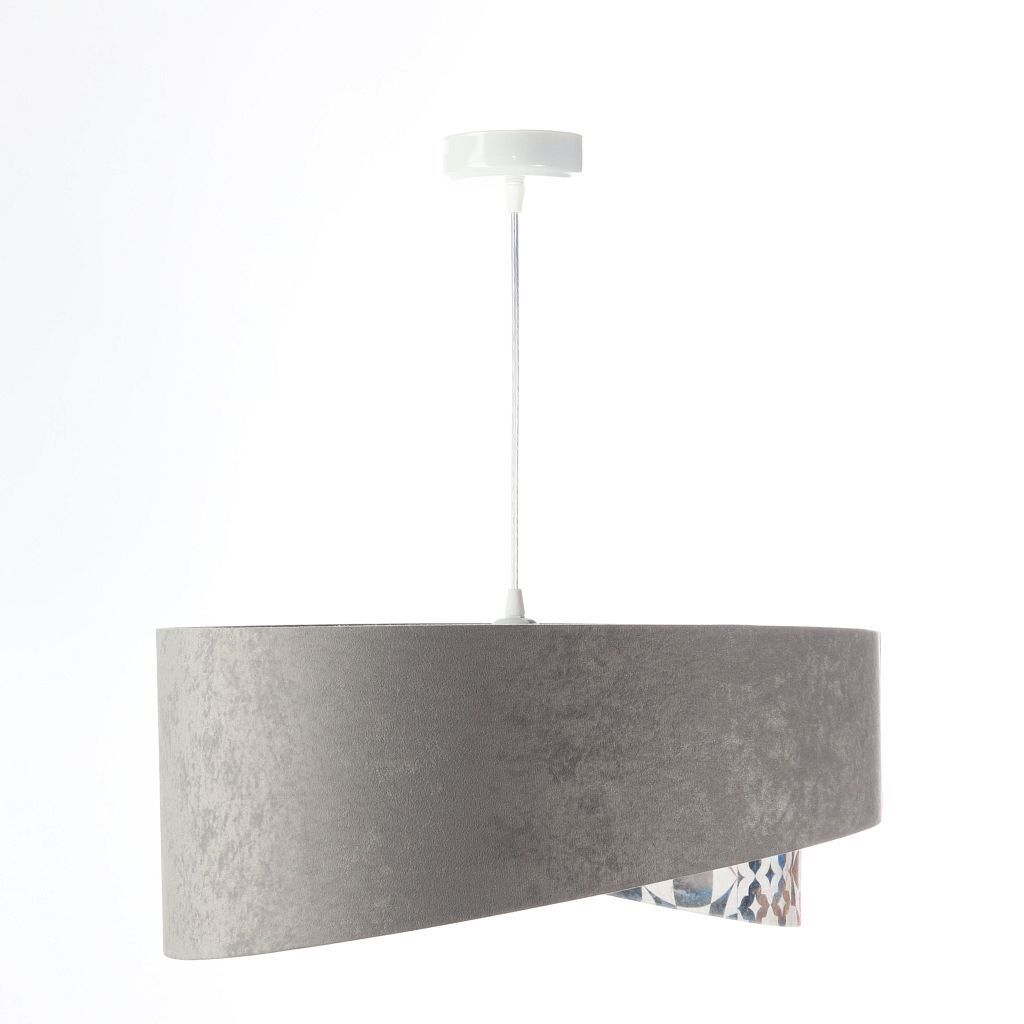 Suspension E27 ronde Ø 50 cm Tissu aspect velours Gris Beige Lampe