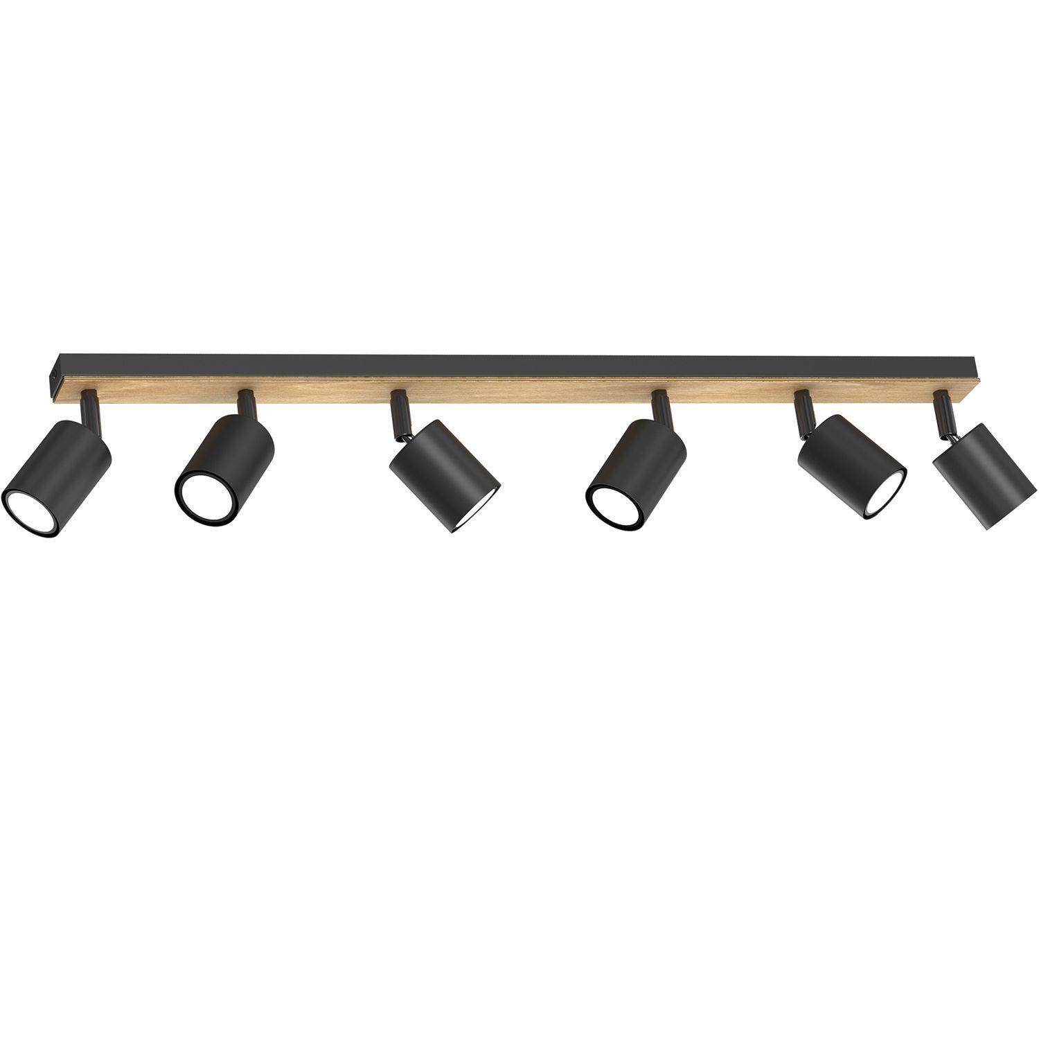 Spot de plafond mobile bois métal noir 6-flmg GU10