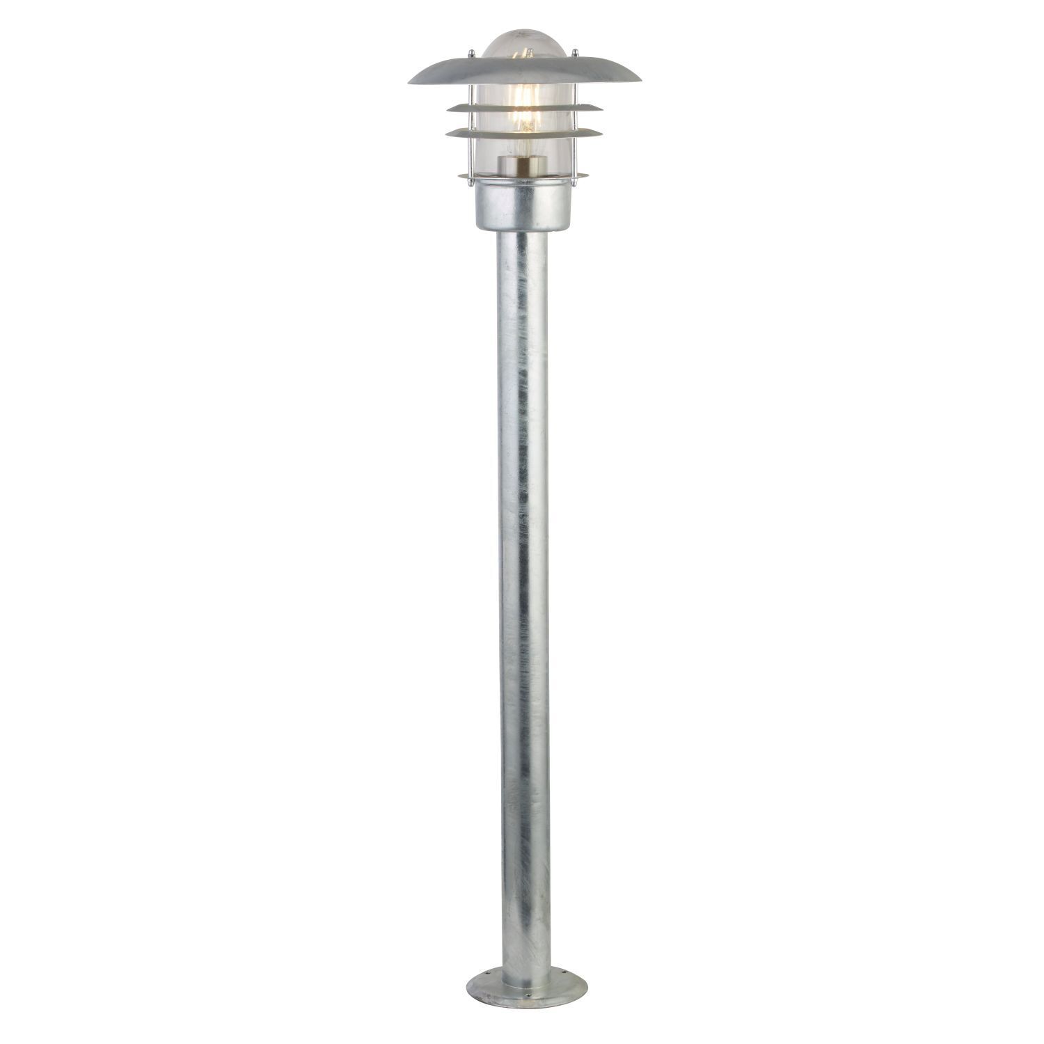 Lampadaire extérieur IP44 E27 98 cm en argent verre métal