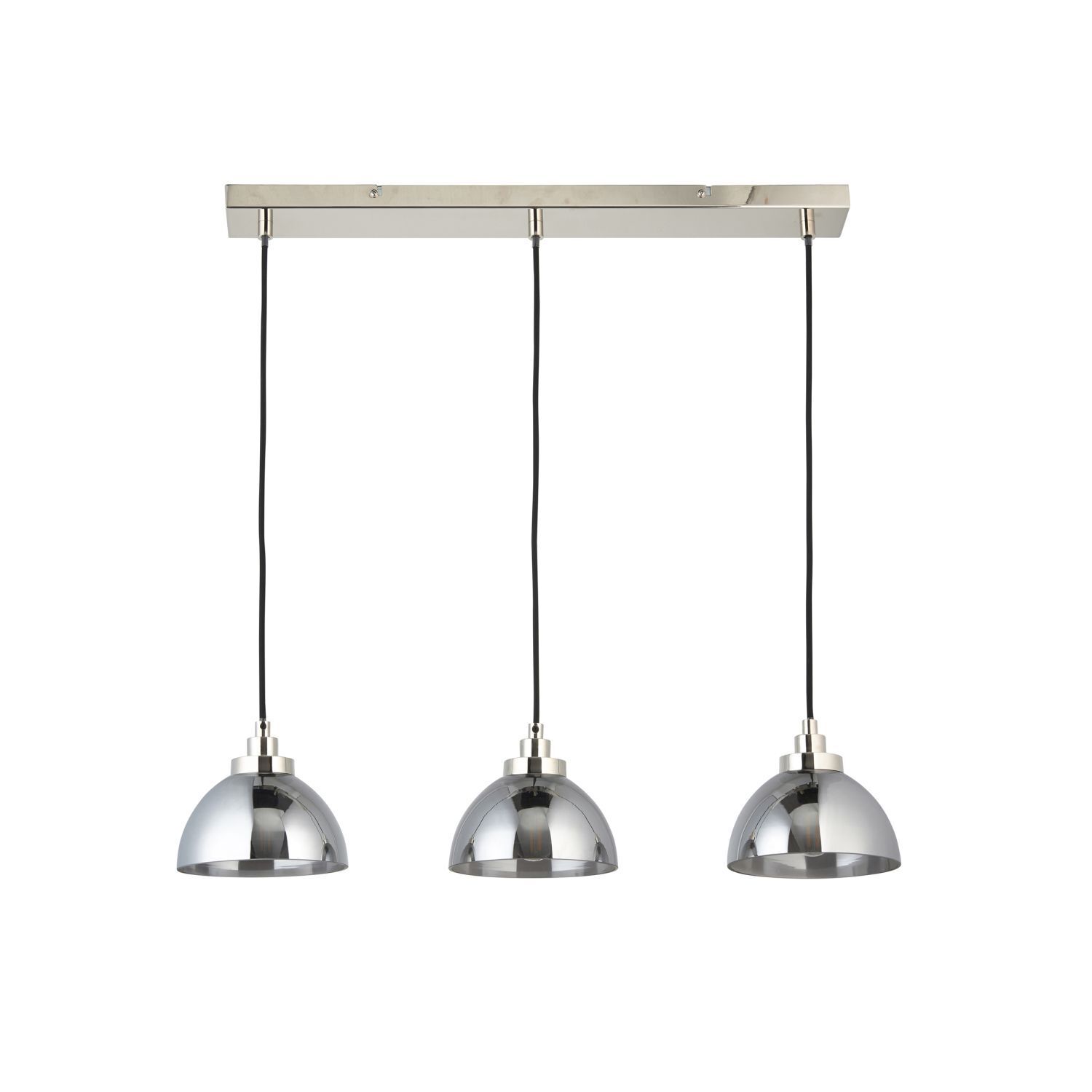 Lampe à suspendre verre métal 3 flammes en chrome rétro E27