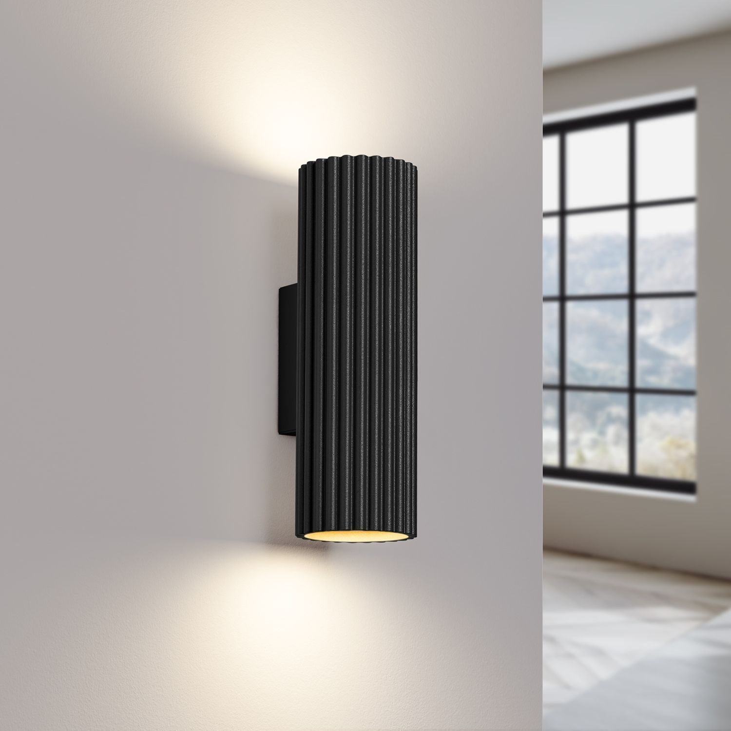 Applique Up Down petite H : 20 cm Noir 2x GU10 Aluminium