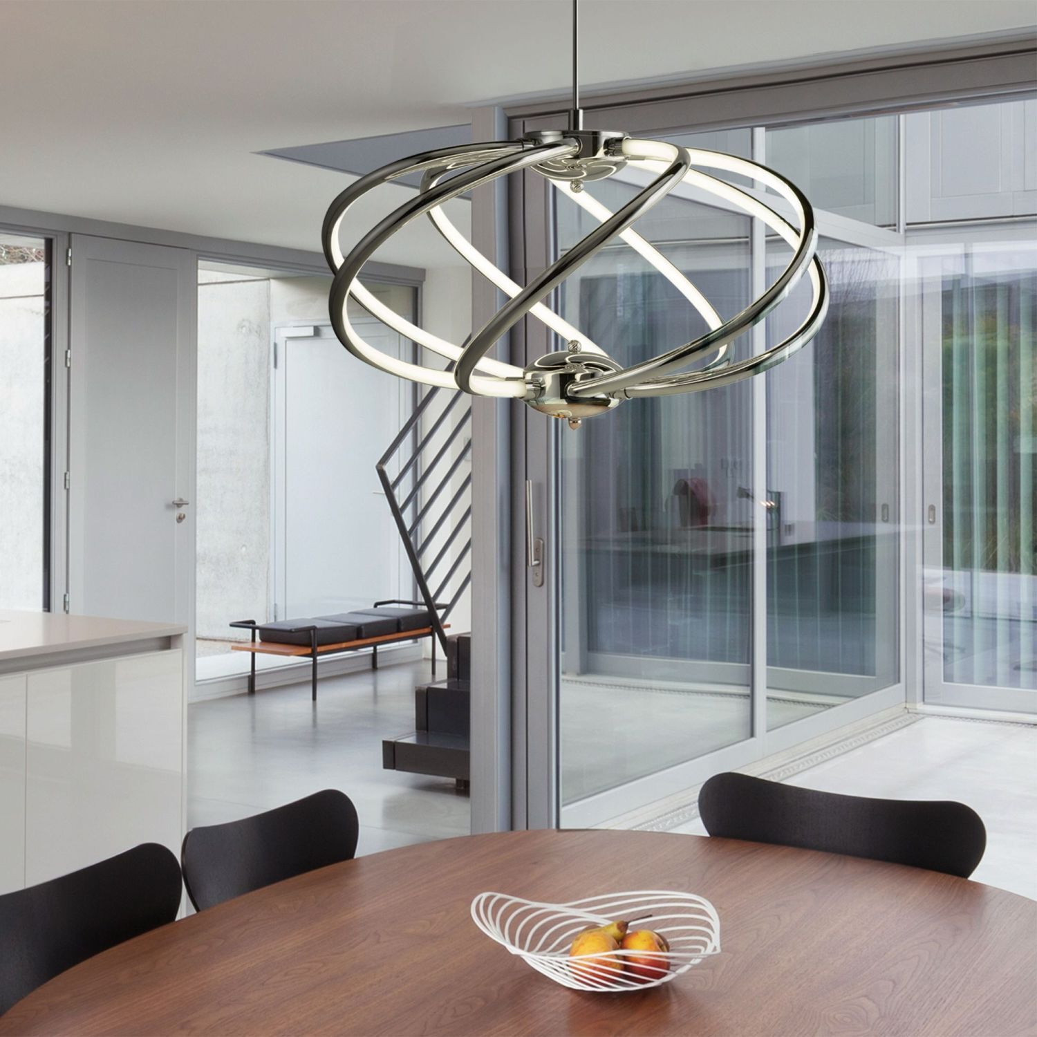 LED Lampe à suspendre métal D : 51 cm Chrome Blanc 3000 K 2417 lm