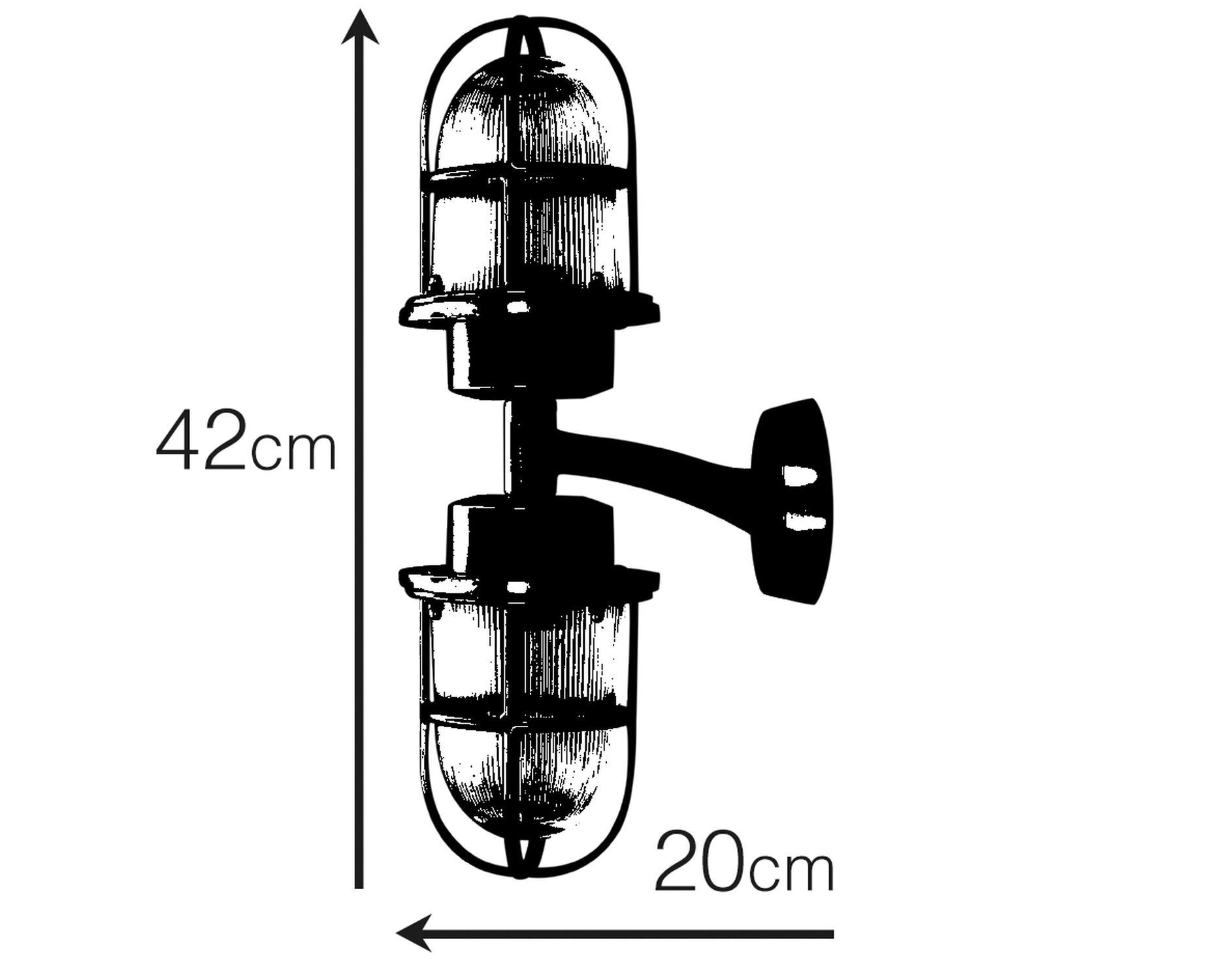 Applique extérieure laiton véritable verre E27 IP64 H : 42 cm