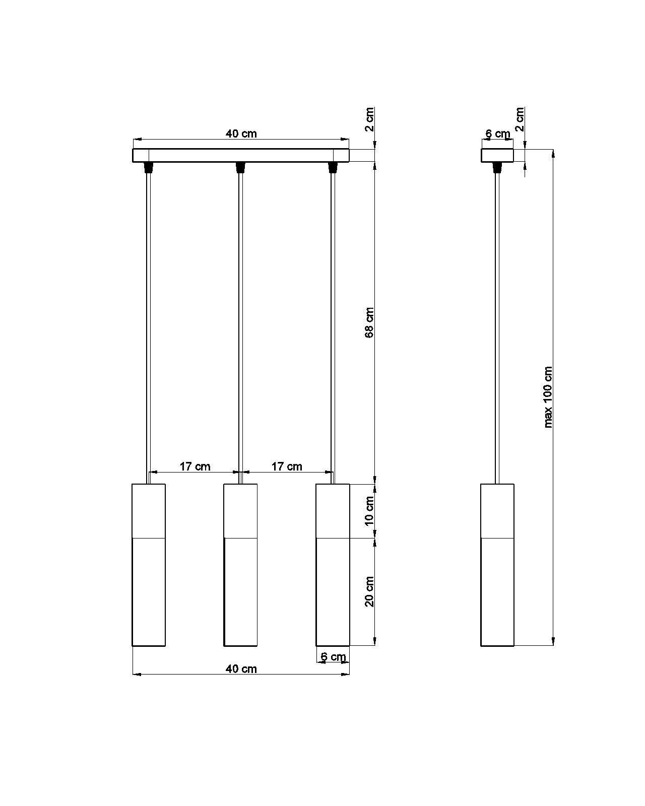 Moderne Pendelleuchte Metall Beton 3-flammig GU10 Diagramm, Handlung