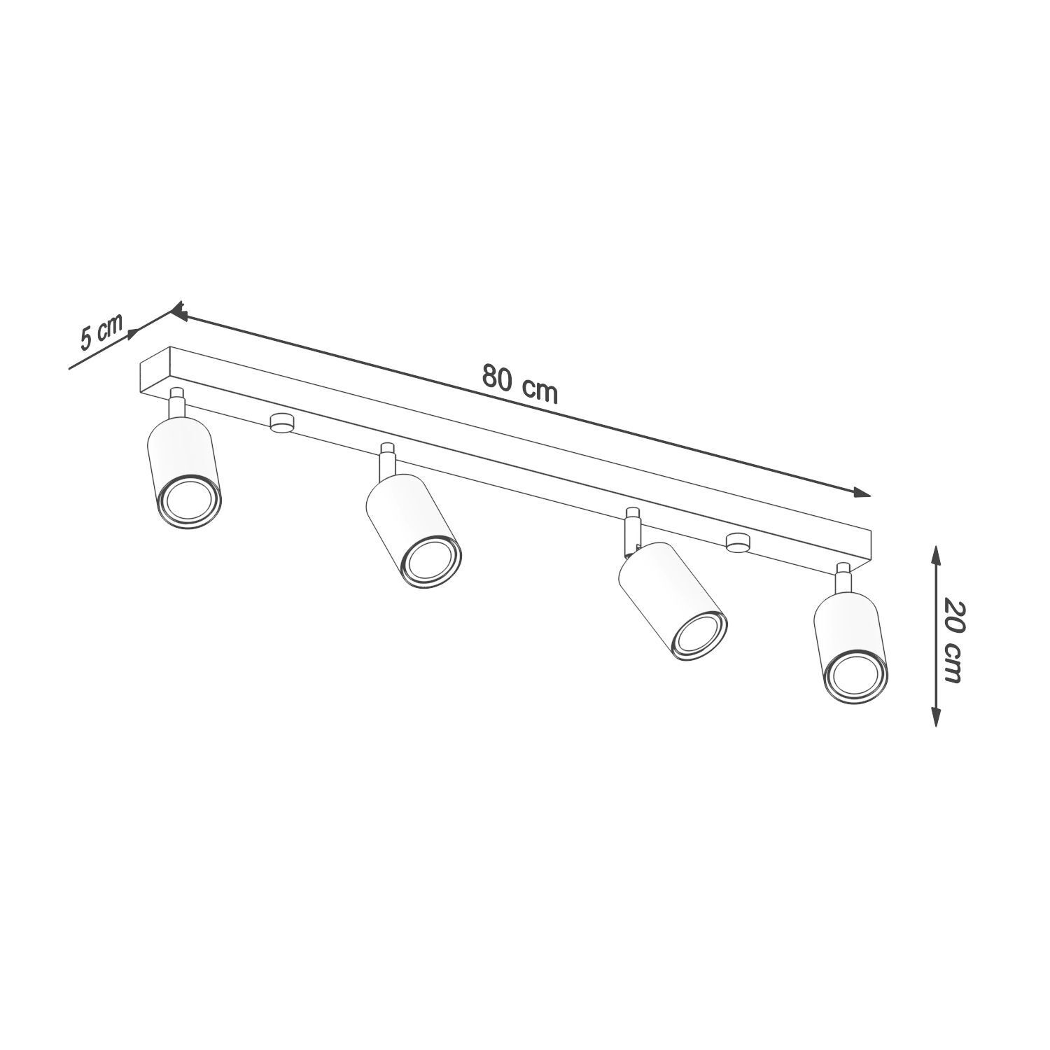 Plafonnier bois 4 flammes 80 cm de long GU10 VESUVIA