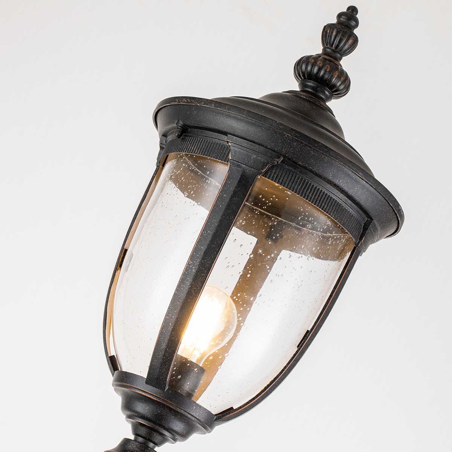 Lampe sur mât Rustique 232,5 cm de haut IP44 E27 Alu Verre