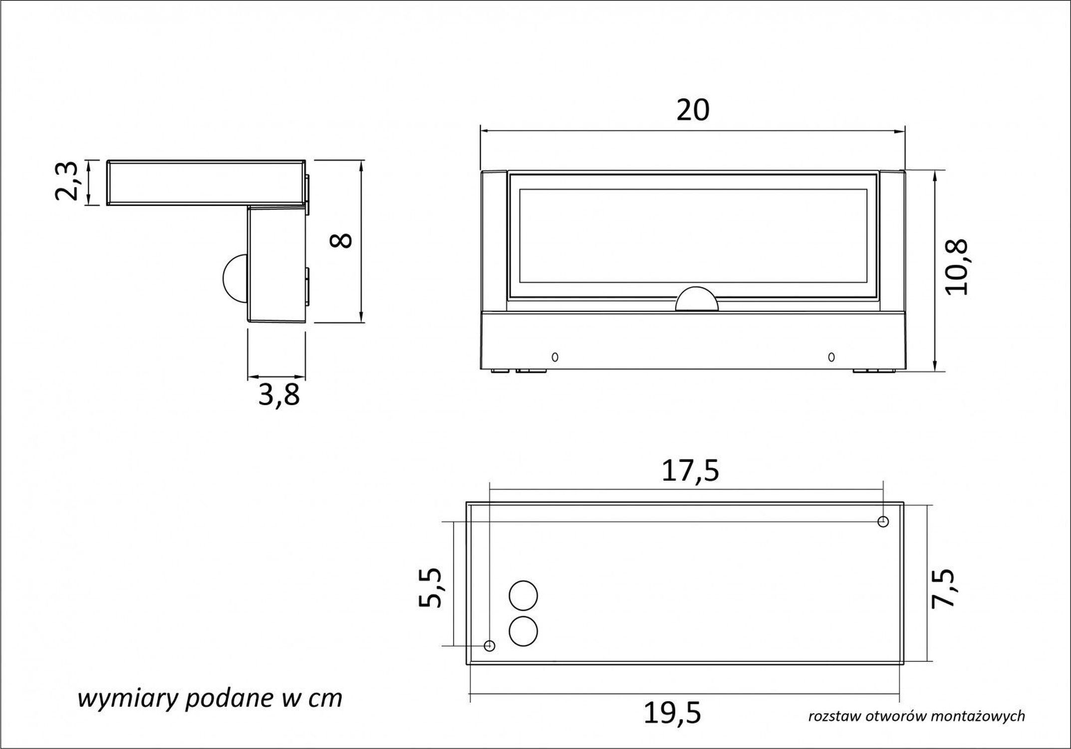 Applique murale LED d'extérieur avec capteur de mouvement Aluminium Verre Diagramm, Handlung