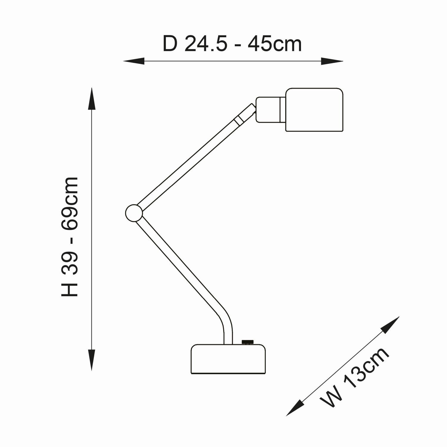 Lampe de bureau noire ajustable H : 69 cm E14 Moderne