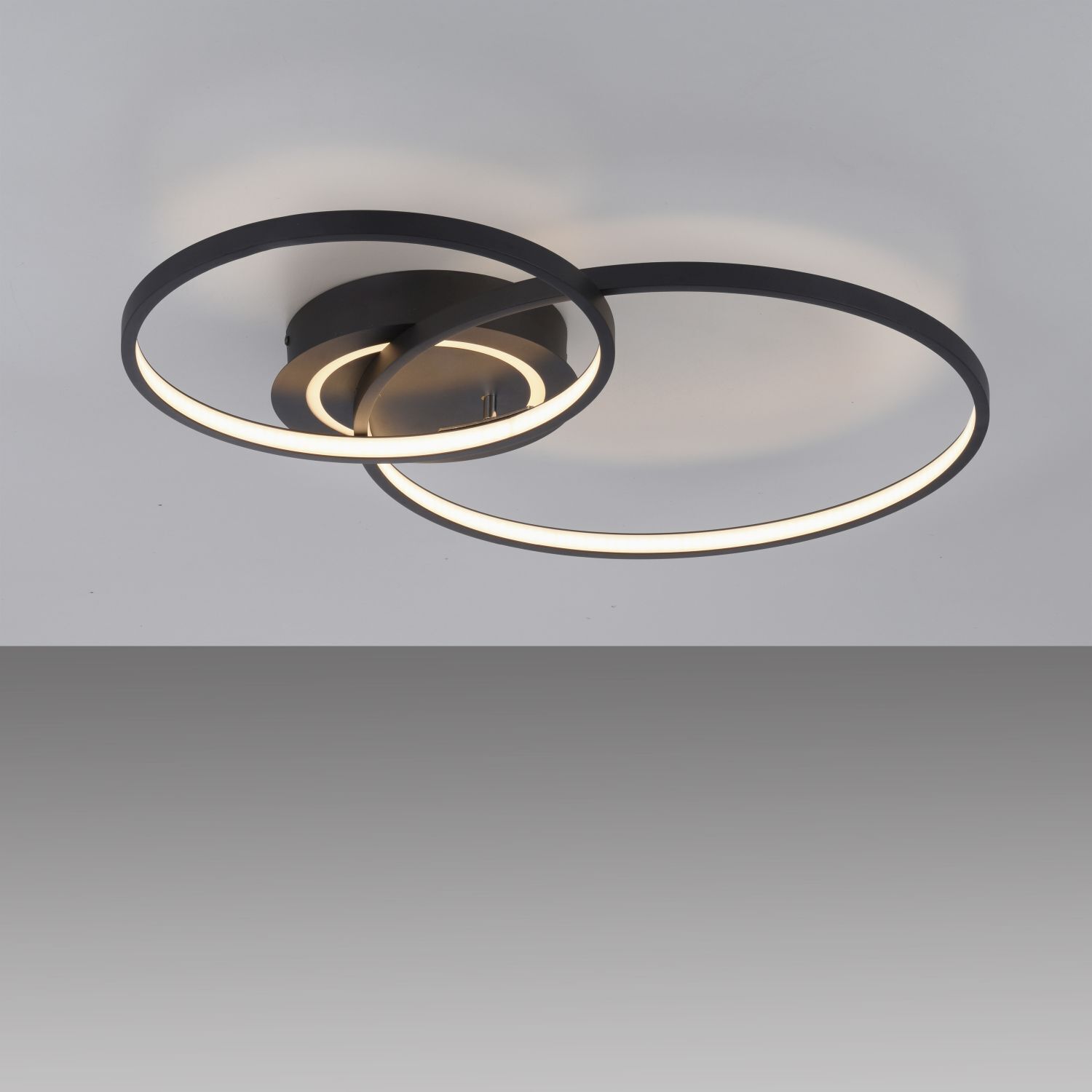 Plafonnier LED stylé Métal noir 3000 K anneaux