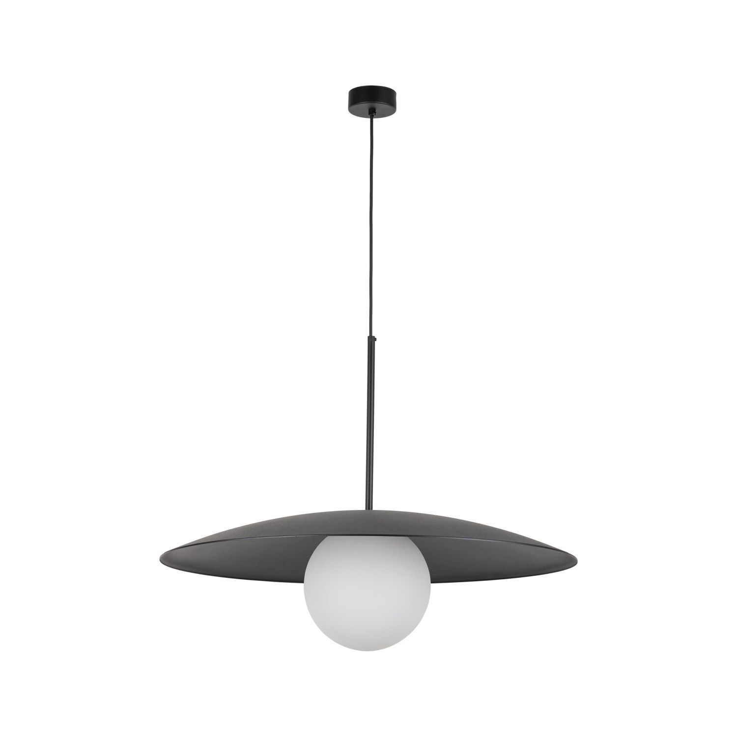 Blendarme Suspension Noir Métal Verre E27 Ø65 cm