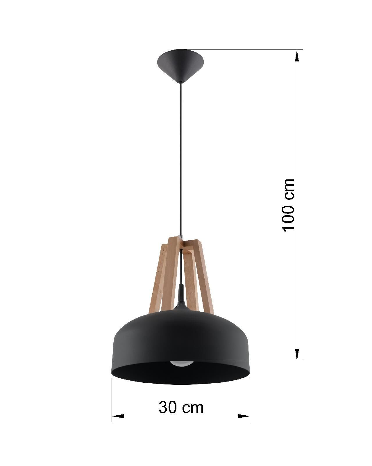 Suspension MANILIA Ø30cm rond rétro noir E27