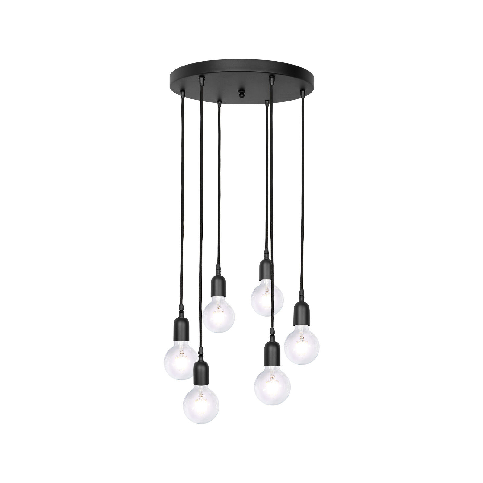 Suspension laiton fer Ø 40 cm 6-flamme E27 noir