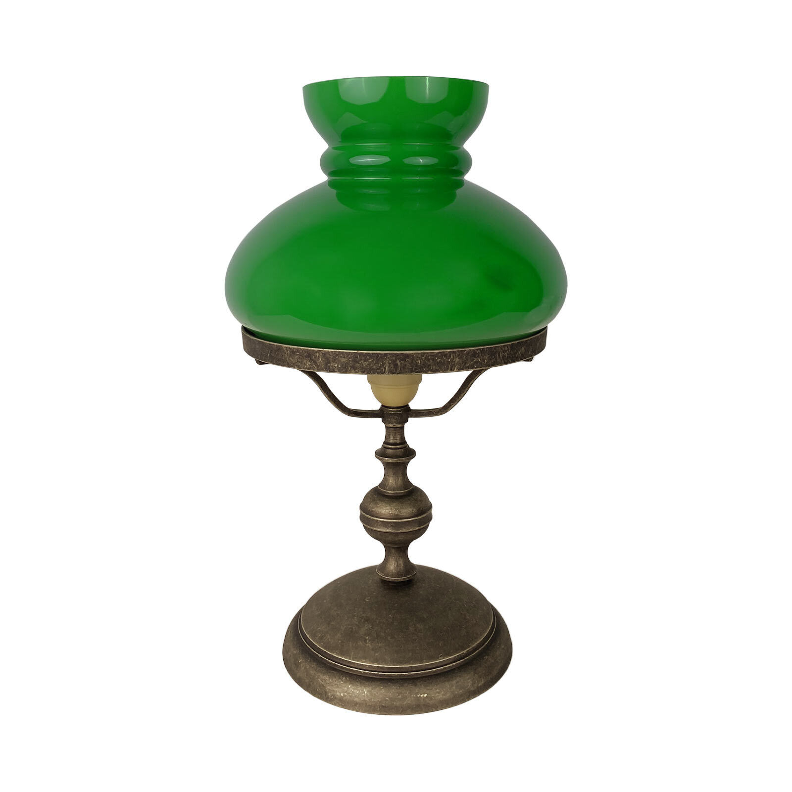 Lampe de table 39 cm Art Nouveau verre laiton en bronze vert antique Lampe, Lampenschirm