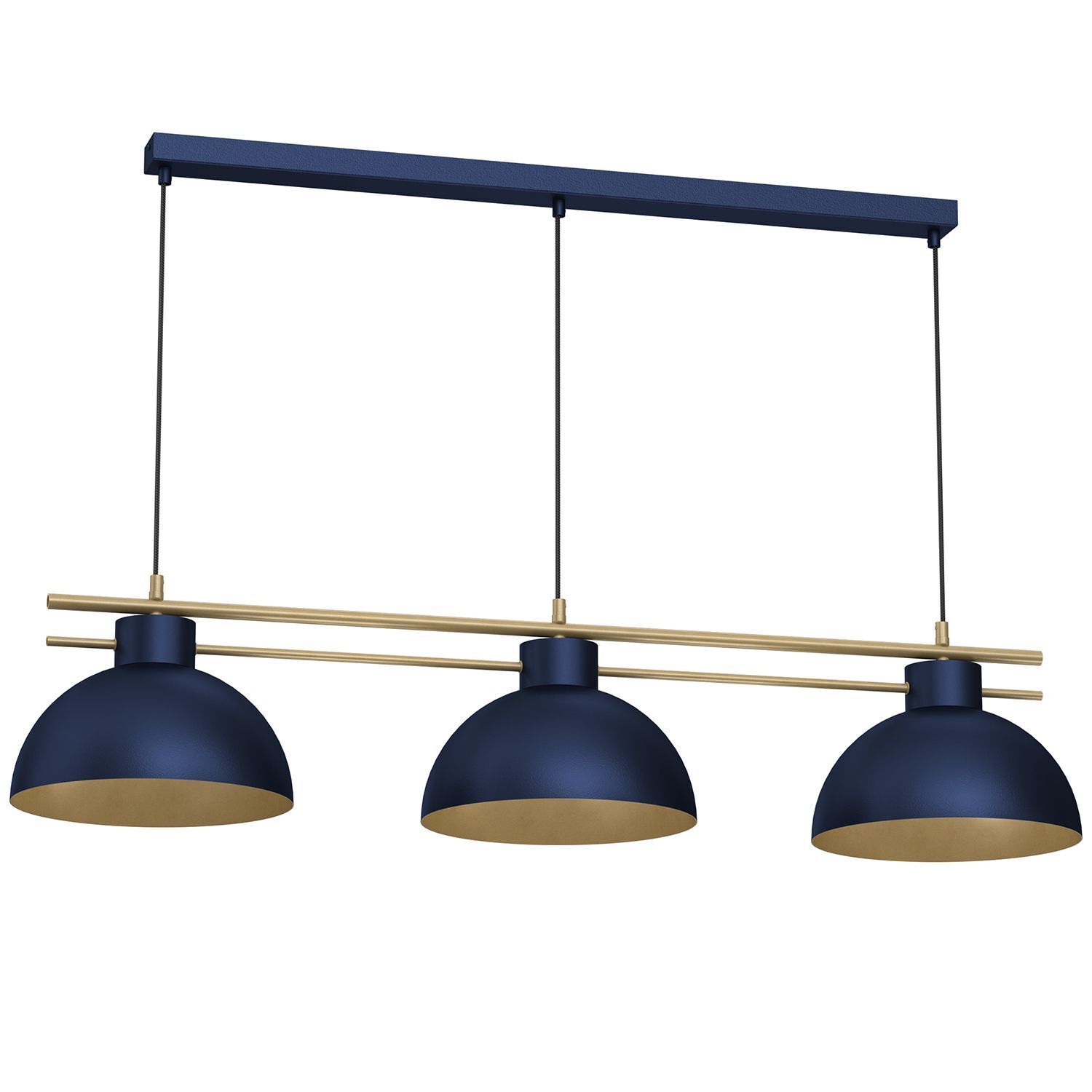 Elégante lampe à suspendre bleu foncé or E27 115 cm de long