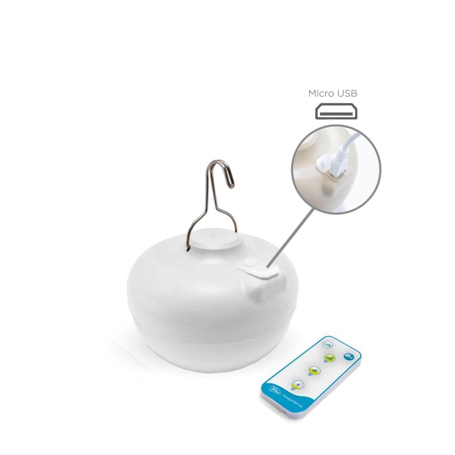 Lampadaire LED extérieur batterie 165 cm de haut IP54 2700 K dimmable